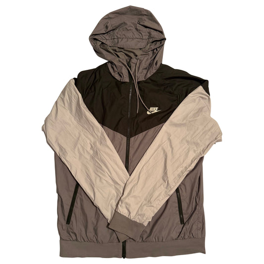 Nike Windbreaker Jacket – Tri-Tone (Black, Grey & Beige) with Hood