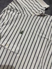 Lacoste Vintage Striped Polo Shirt – White/Black