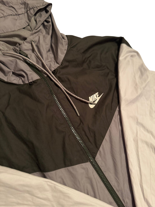 Nike Windbreaker Jacket – Tri-Tone (Black, Grey & Beige) with Hood