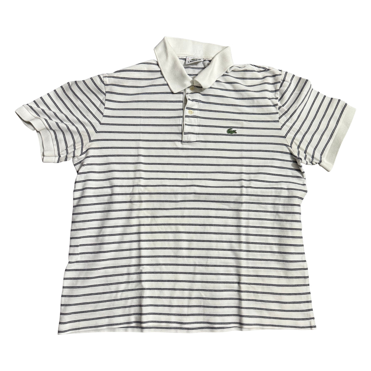 Lacoste Vintage Striped Polo Shirt – White/Black