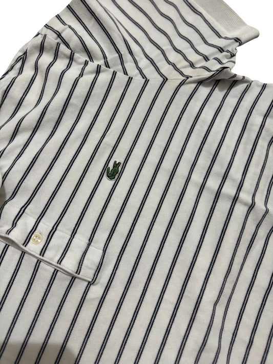 Lacoste Vintage Striped Polo Shirt – White/Black