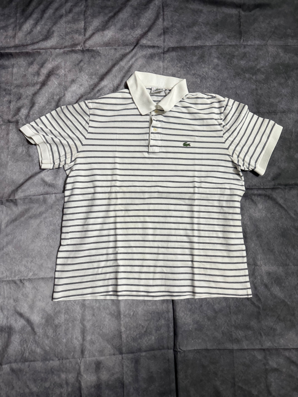 Lacoste Vintage Striped Polo Shirt – White/Black